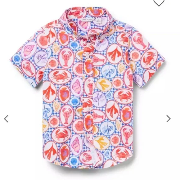 NWT- Janie and Jack Multicolor Patterned Button Down Shirt - Picture 1 of 5